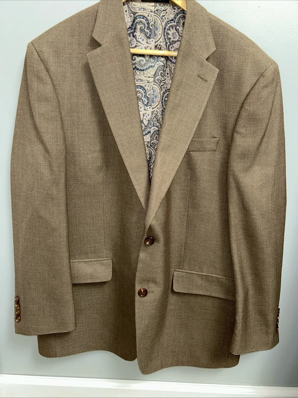 Lauren Ralph Lauren Men’s 42R Taupe Blazer Sportcoat Paisley Lined Jacket